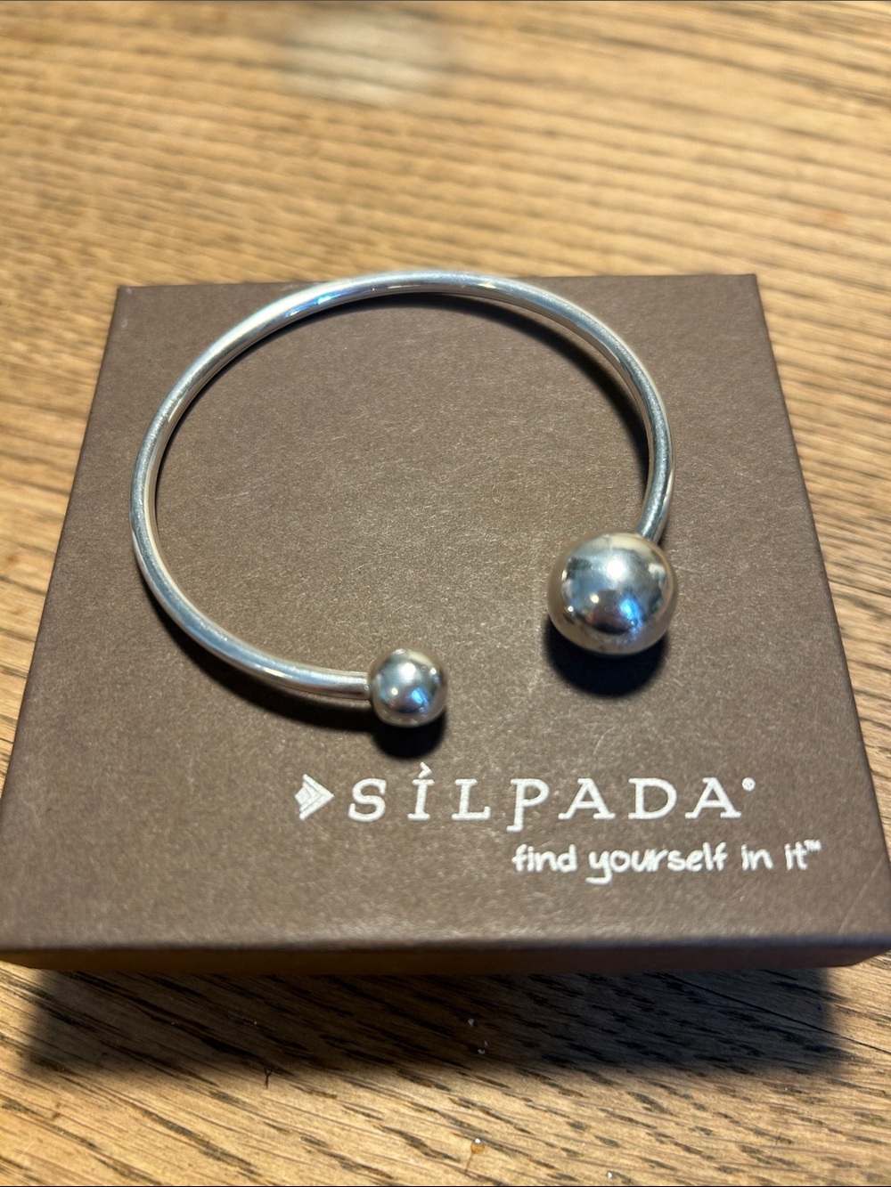 Silpada .925 Sterling Silver Open Cuff Bracelet with Ball Ends